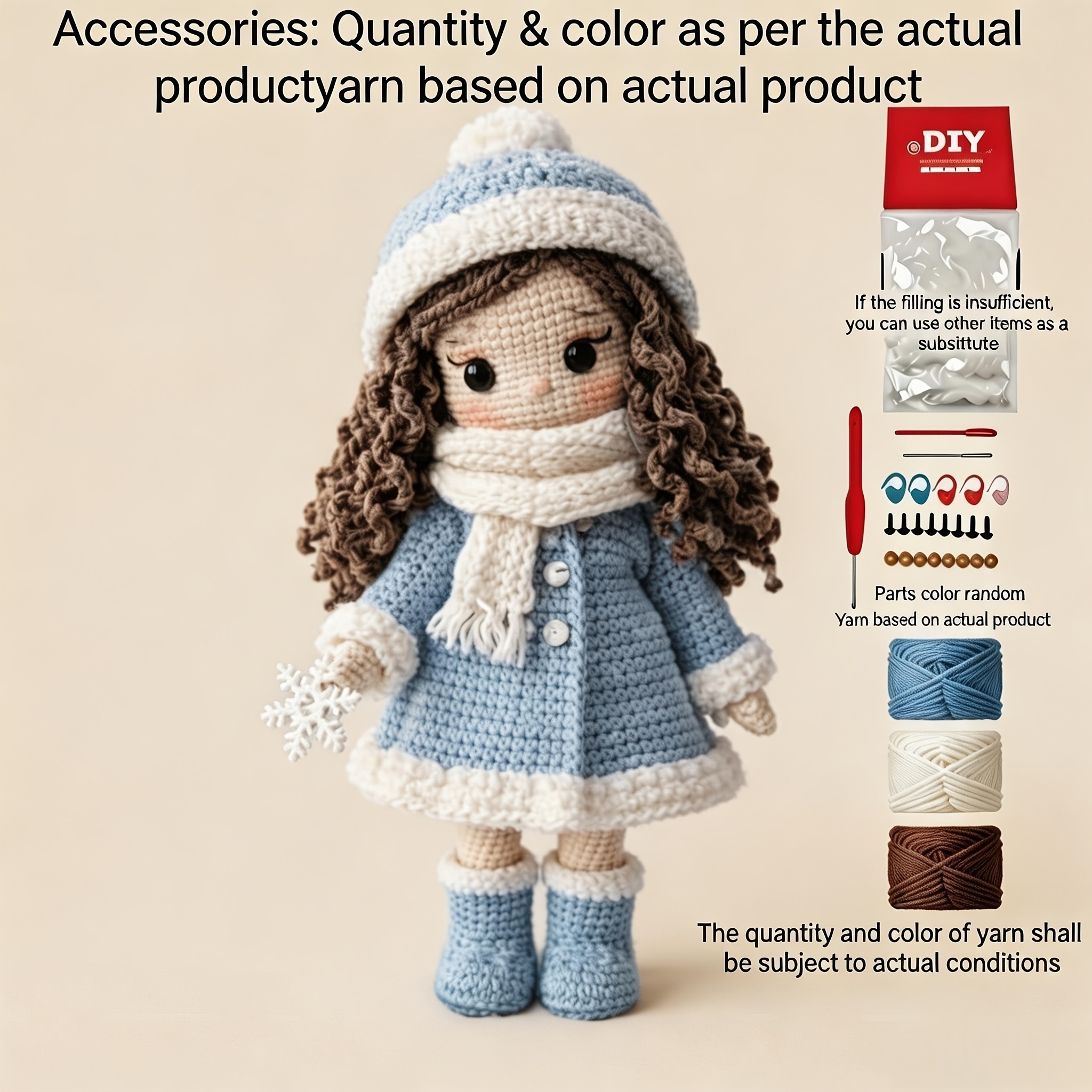 TEMU Kit de Crochet DIY Princesse d'Hiver de Noël pour Adultes | Cadeau de Bricolage Facile pour Adultes | Inclut un Tutoriel Étape par Étape |
