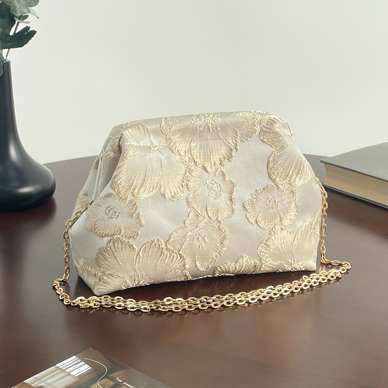 TEMU 1-pack Casual Fashion Elegant Floral Pattern Women's Clutch, Evening Bag, Handbag, Kiss Lock Bag, Shoulder Bag, Crossbody Bag, Ladies' Evening