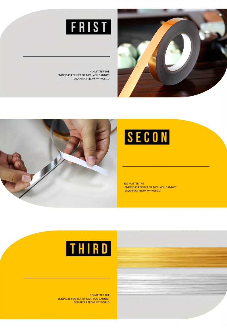 1pc黑色拉丝金色银色地板边缘接缝墙贴，墙缝天花板家居装饰，自粘瓷砖胶带开斋节穆巴拉克 商品详情 1