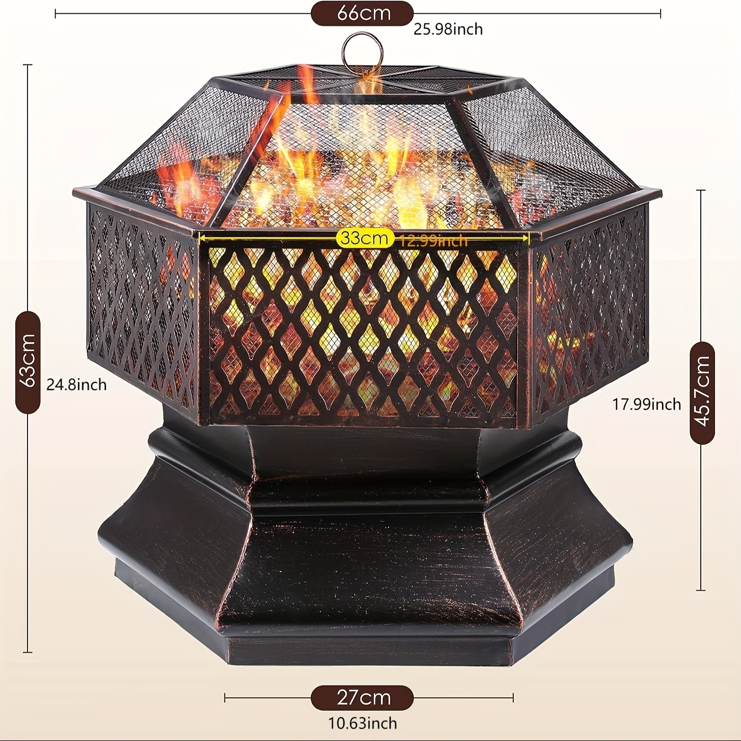 TEMU Brasero, Cesta de con Protector de , Braseros para el Jardín, Chimenea Hexagonal para Exteriores con Rejilla de para Poker, Sólido y Estable,