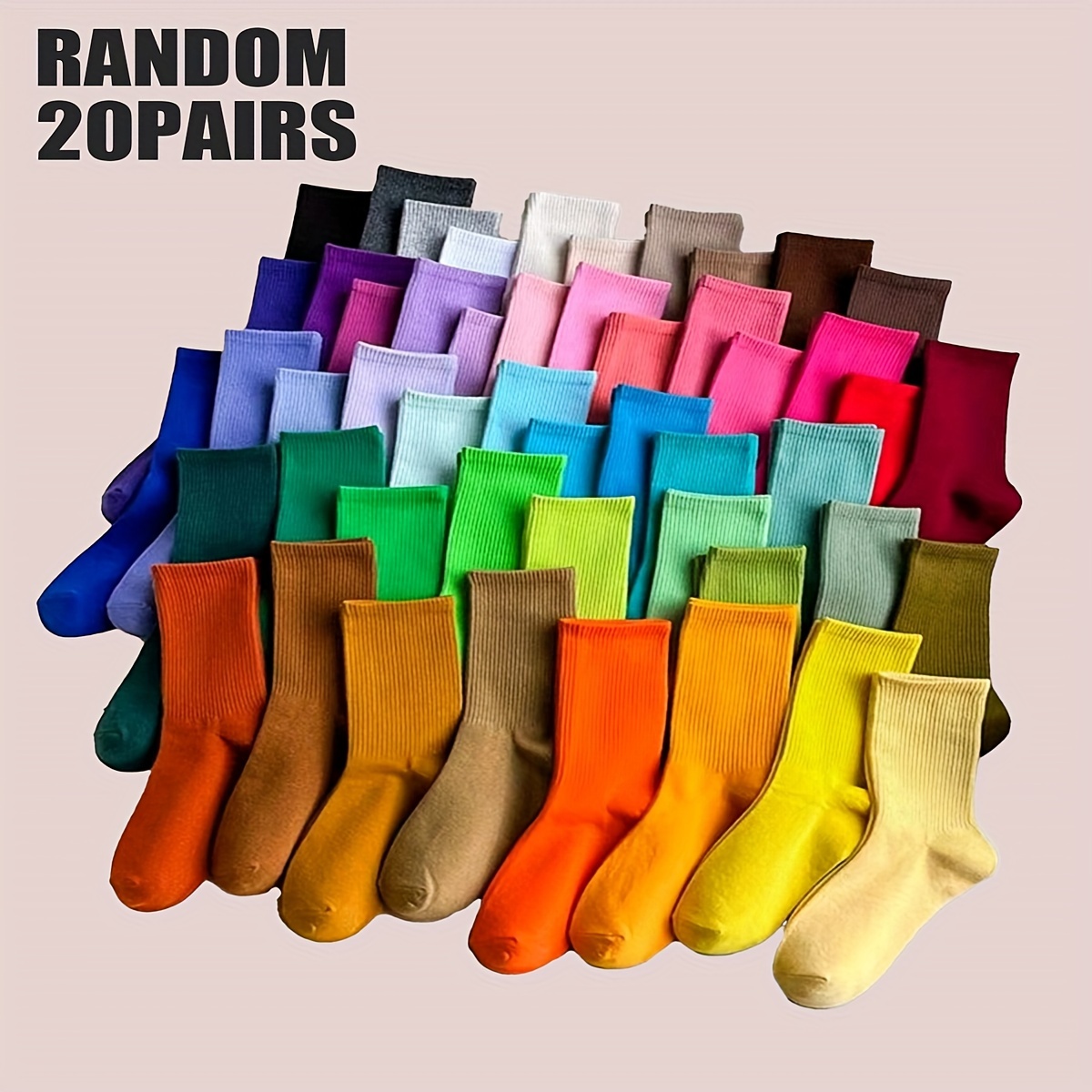 

20 Pairs Candy Colored Socks, Simple Street Style Mid Tube Socks, Women's Stockings & Hosiery For Fall