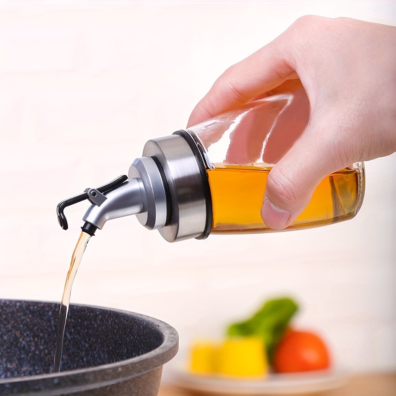 TEMU Stainless Steel And Glass Oil Dispenser: 180ml Capacity, Leak-proof Design, Perfect For Cooking Oils