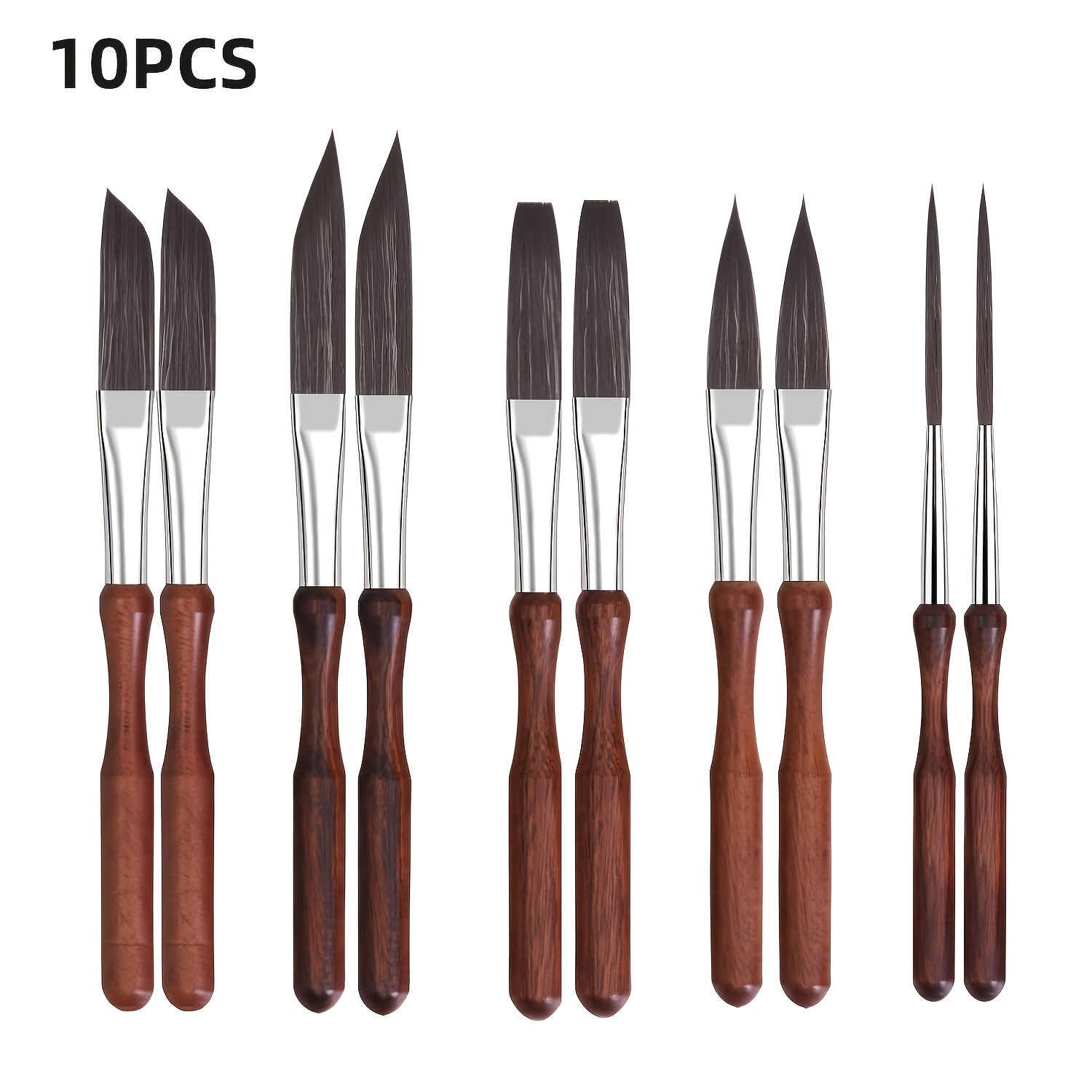 TEMU Set de 10 pinceaux à pointe fine pour , peinture et art de détail - Pinceaux de loisirs créatifs multifonctionnels avec poils synthétiques et