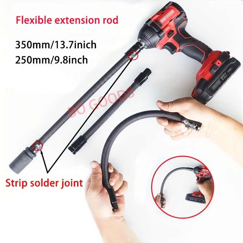 Image of Flexible Sleeve Extension Rod, Flexible Extension Rod Set, 2pcs Set 1/2 Inch, Length 350mm, 250mm, Impact Sleeve Flexible Extension Rod Adapter Socket Wrench Automotive Wrench Machine Shop Tool