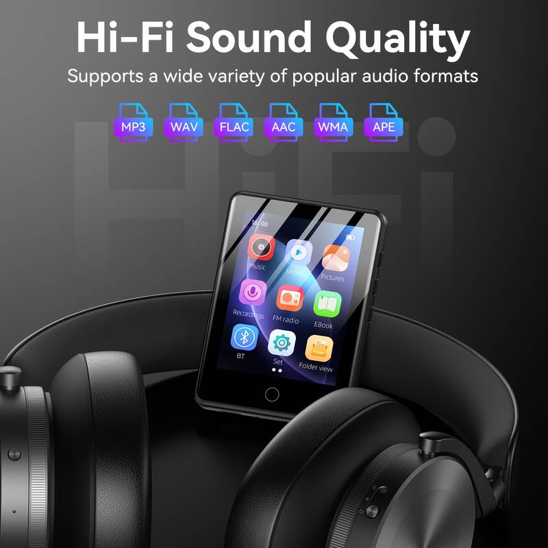Lecteur MP3 Bluetooth 5.3 Avec Clip Et Haut-parleur - 64GB, écran Tactile IPS, Radio FM, Extensible 128GB