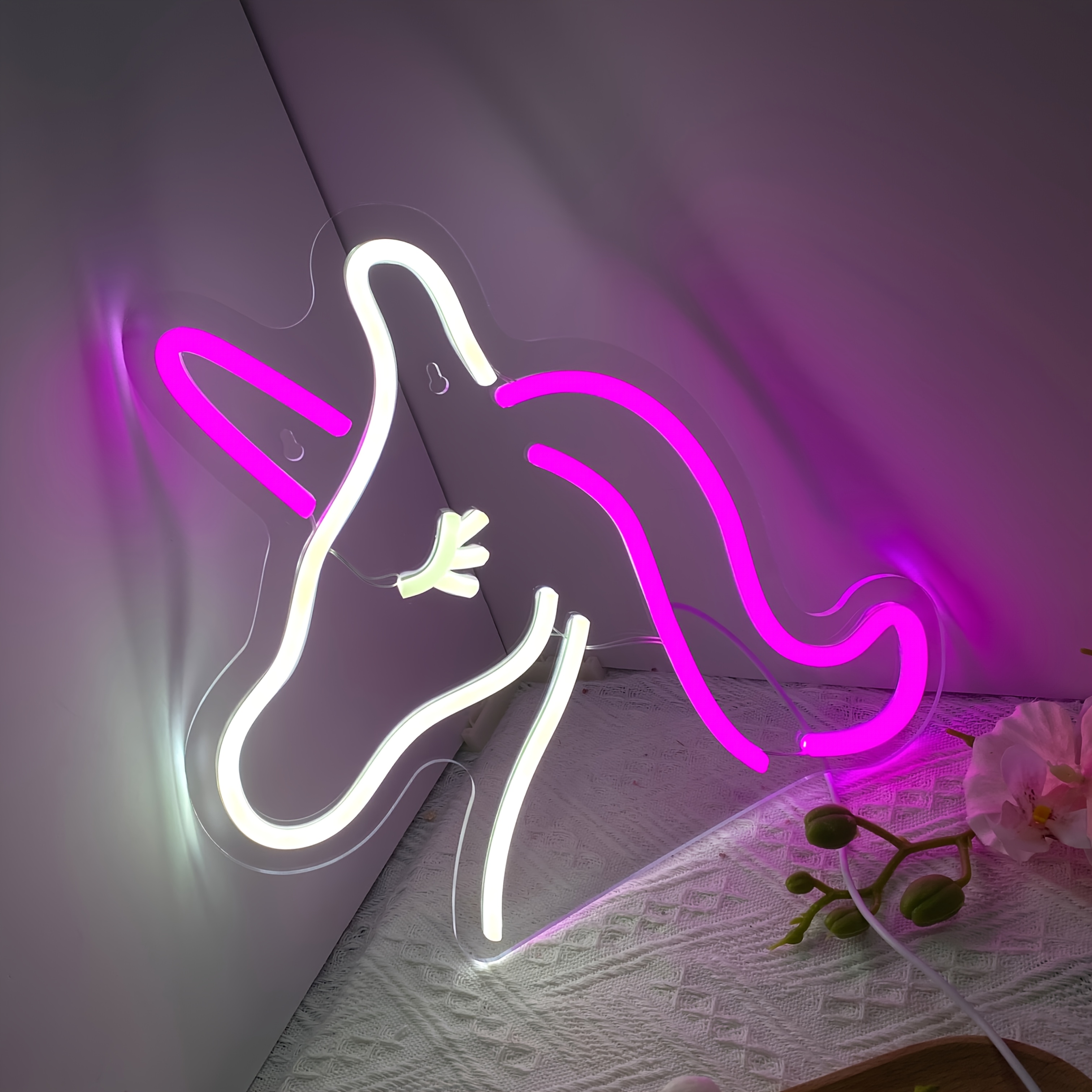   jednorog simpatični neon   - prigušiva led zidna dekoracija za spavaću sobu, garderobu, igraonicu, rođendan, božić, dječju sobu, radnu sobu, butik - usb napajanje, savršen poklon