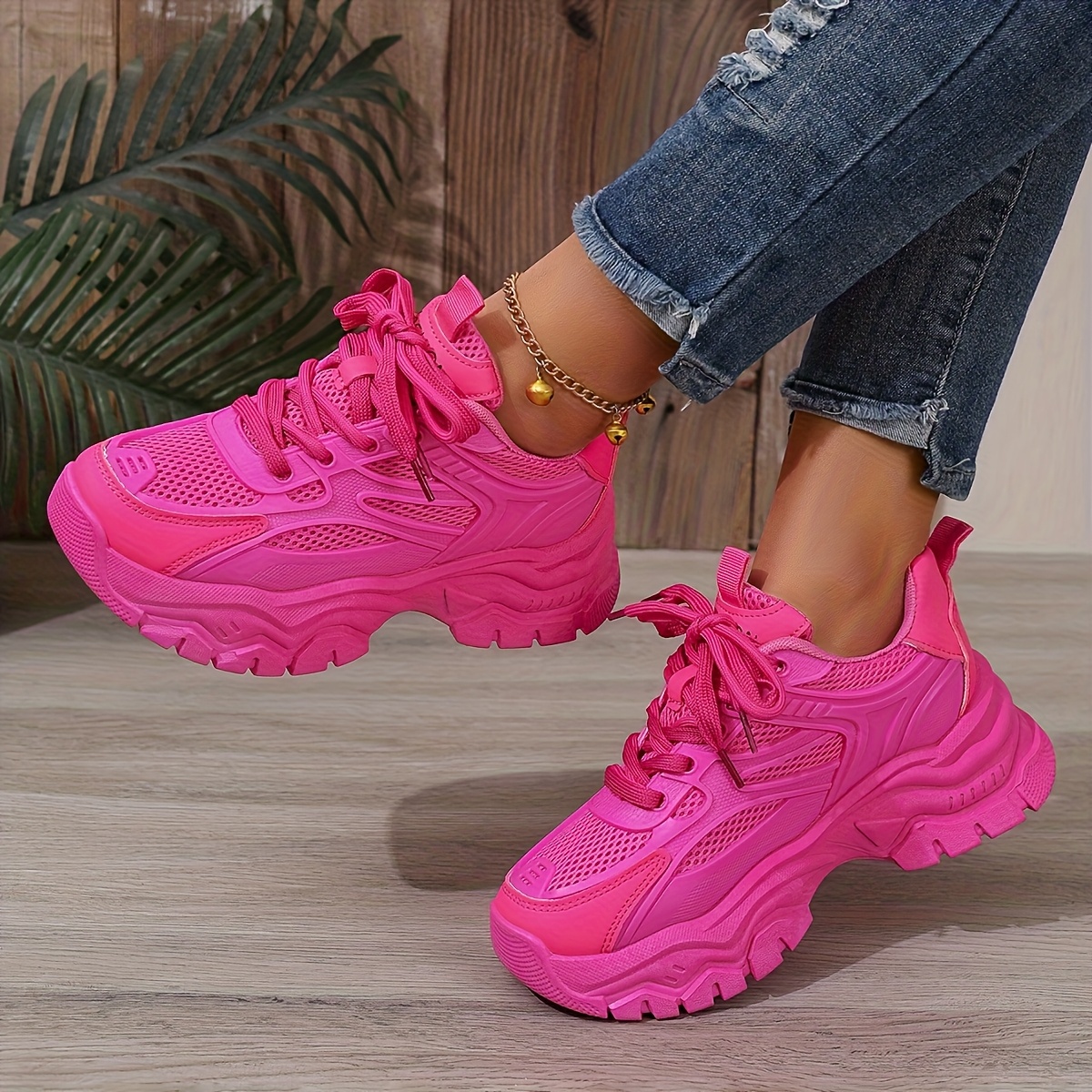 TEMU Breathable Mesh Comfortable Stylish Casual Sneakers, Casual Footwear, Walking Shoes, Trendy Shoes, Sleek Footwear, Cushioned Insole, Flexible