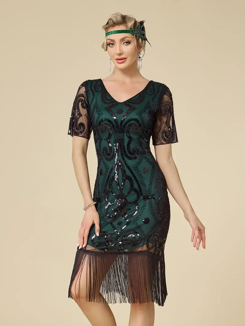 1920s vintage sequin dress themed flapper gown - Temu 1920s vintage sequin dress themed flapper gown - Temu