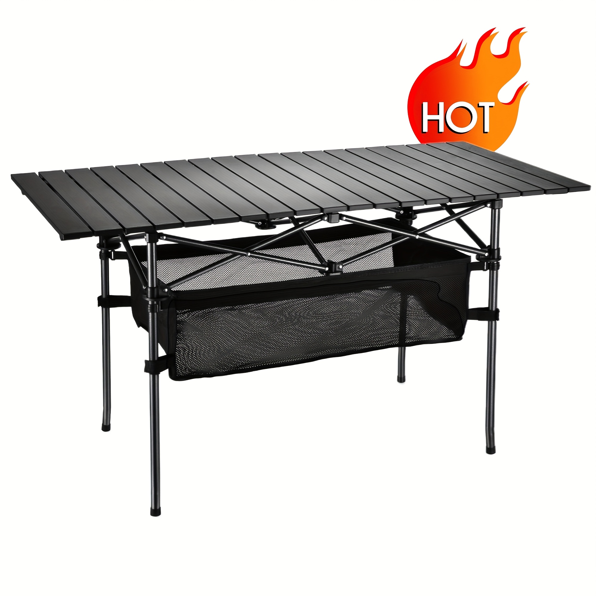 1pc portable folding camping table lightweight roll up picnic table with storage bag sturdy aluminum alloy table easy carry outdoor   table   black for indoor outdoor camping beach   party patio picnic