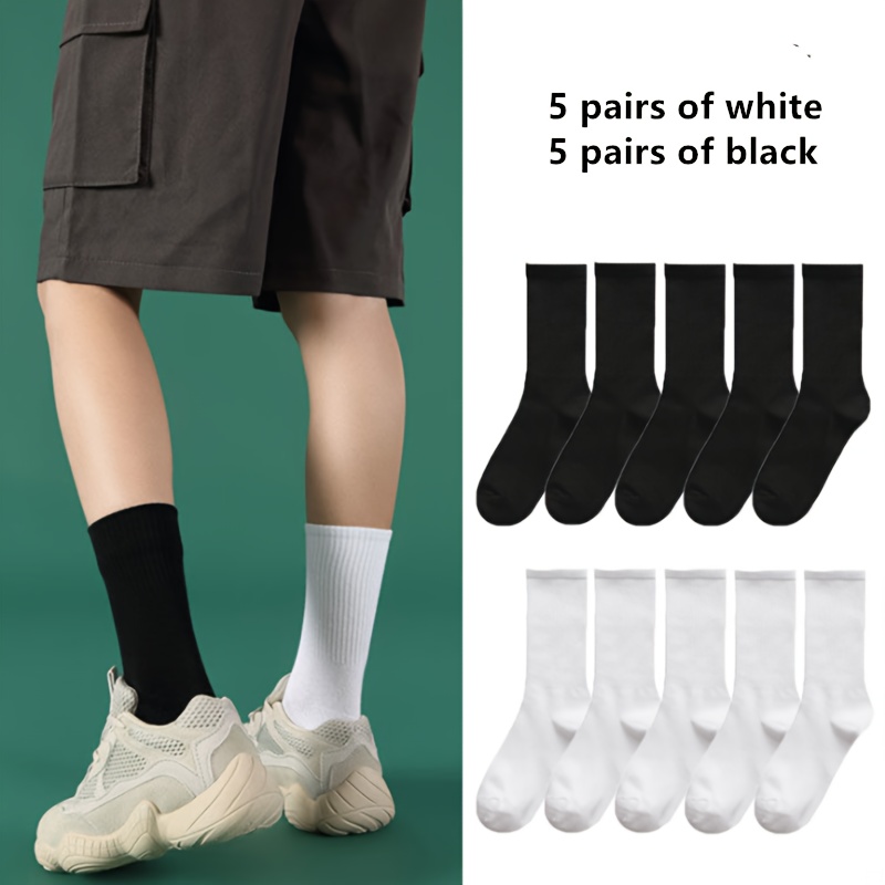 TEMU 10 Pairs Of Minimalist Crew Socks - Anti-odor, Sweat Absorption, And Hand Wash Only