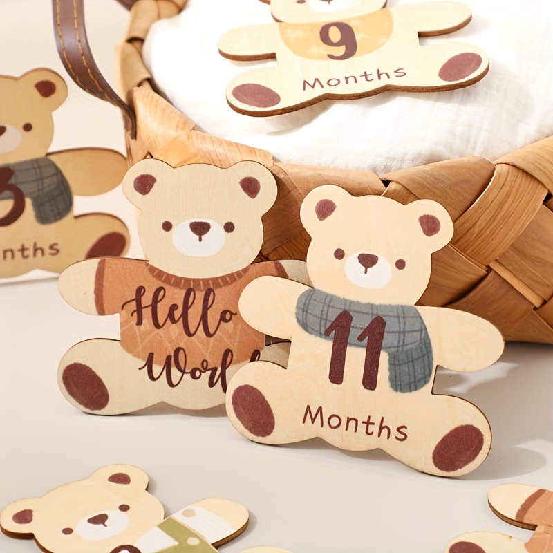 1 set first year milestone teddy bear photo props birth announcement keepsake birthday party decorations christmas halloween celebration accessories details 2