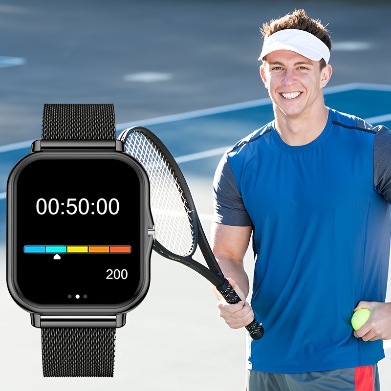 Smartwatch with Stainless Steel Mesh Band, Multiple Sports Modes, Compatible with iPhone and Android Systems, Best Gift Choice