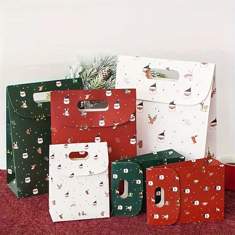 

6pcs Christmas Gift Bag Set - Reindeer & Design, Candy, , And Party Favors