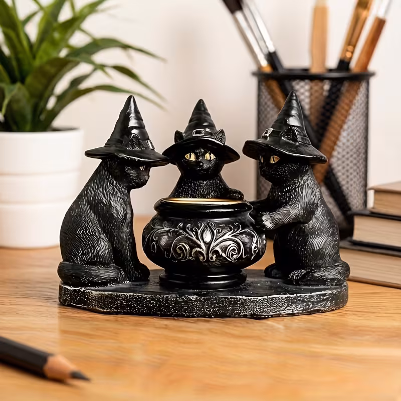 black cat incense holder resin ornament a unique decor piece suitable for and tea rooms durable and sturdy this festive incense holder is perfect for home decoration during holidays such as christmas Product details 5