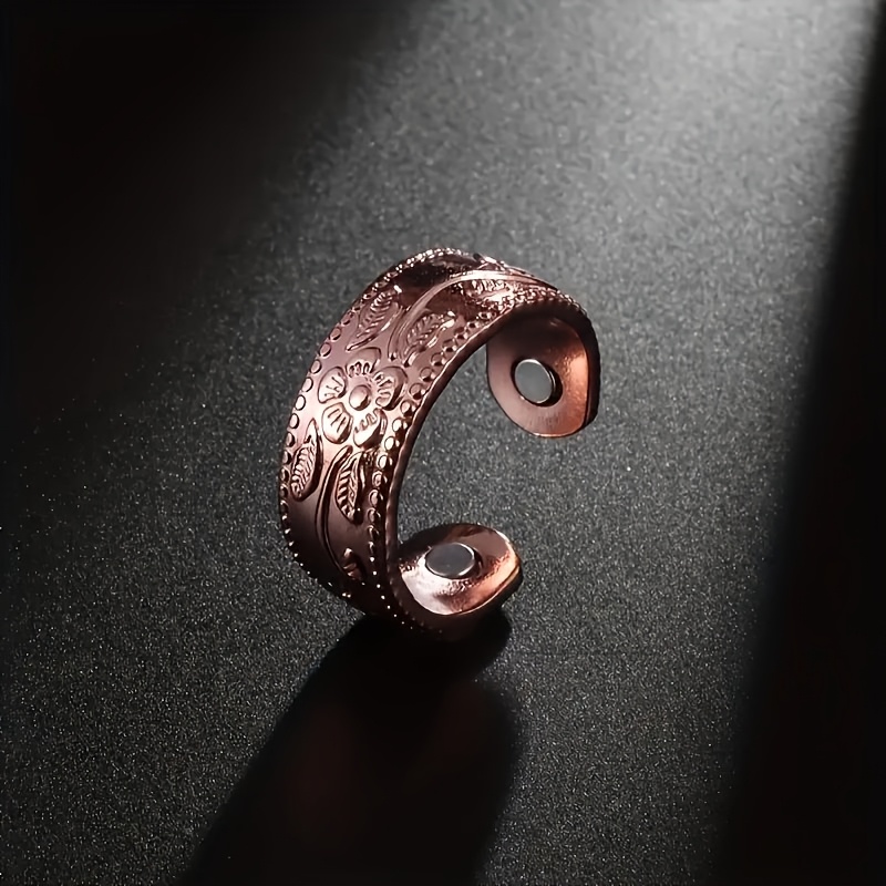 Copper Floral Ring w/ December Birthstone