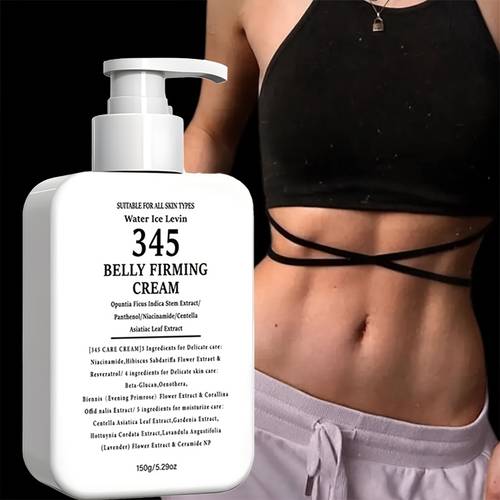 crema reafirmante abdominal 345, reafirmante a base de plantas, reestructura las líneas abdominales con una sola aplicación, crema corporal,