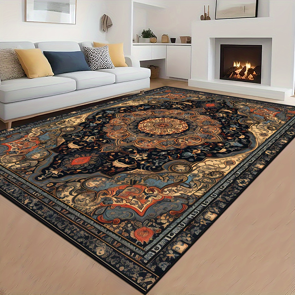 

Retro Persian Style Large Floor Mat: Dirt-resistant, Easy-to-clean, Complex Pattern, Beautiful Hemming, Soft And Comfortable, Machine-washable, Suitable For Indoor And Outdoor Use