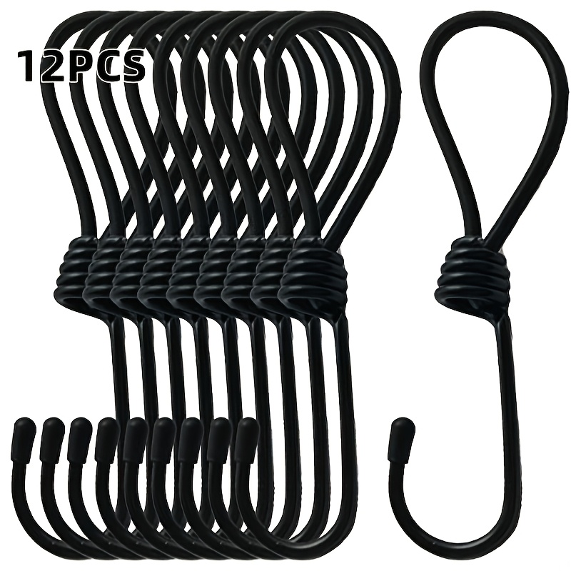 TEMU Lot de 12 câbles élastiques de 6 pouces avec crochet, sangles d'attache, câbles de suspension pour auvent, tente, bâche, corde élastique avec