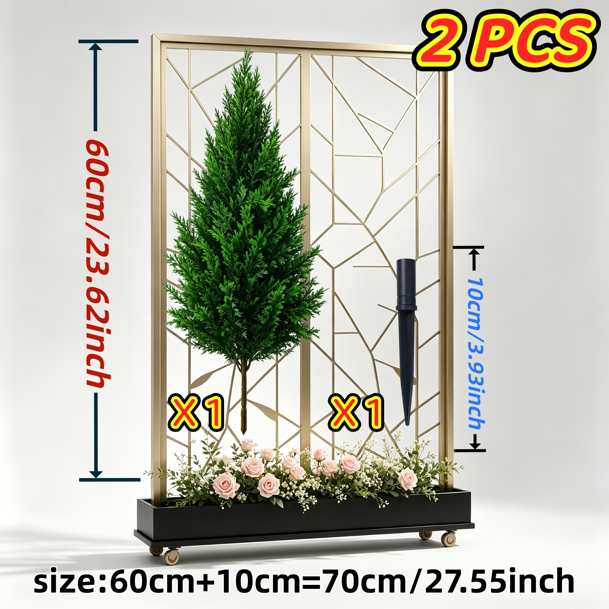 TEMU 2pcs = 1pc Large Simulation Tree Ground Plug And 1pc Pointed Ground Plug Nail Combination | Simulation Plant Style, Assembled With Ground Plug,