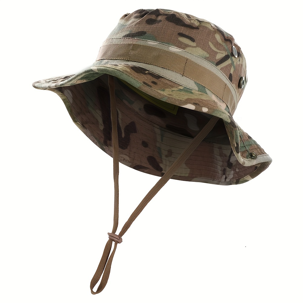 New Tactical Camouflage Breathable Sunscreen Bucket Hat, Fishing Hat, Suitable for Outdoor Mountaineering, Fishing,Temu