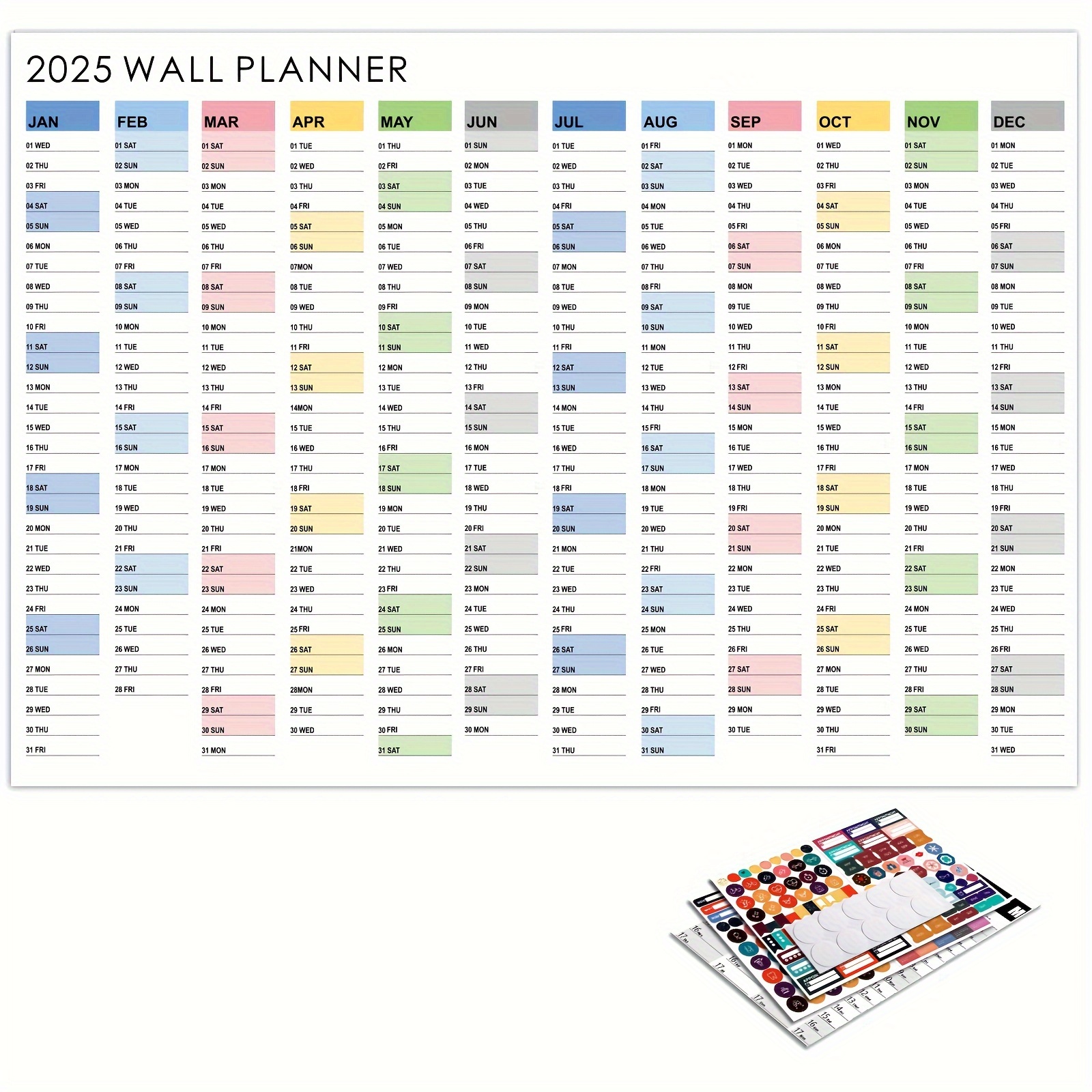 

1pc 2024 Wall Planner Calendar Full Year View Runs From January To December, Trip Planning Calendar For Home Office School