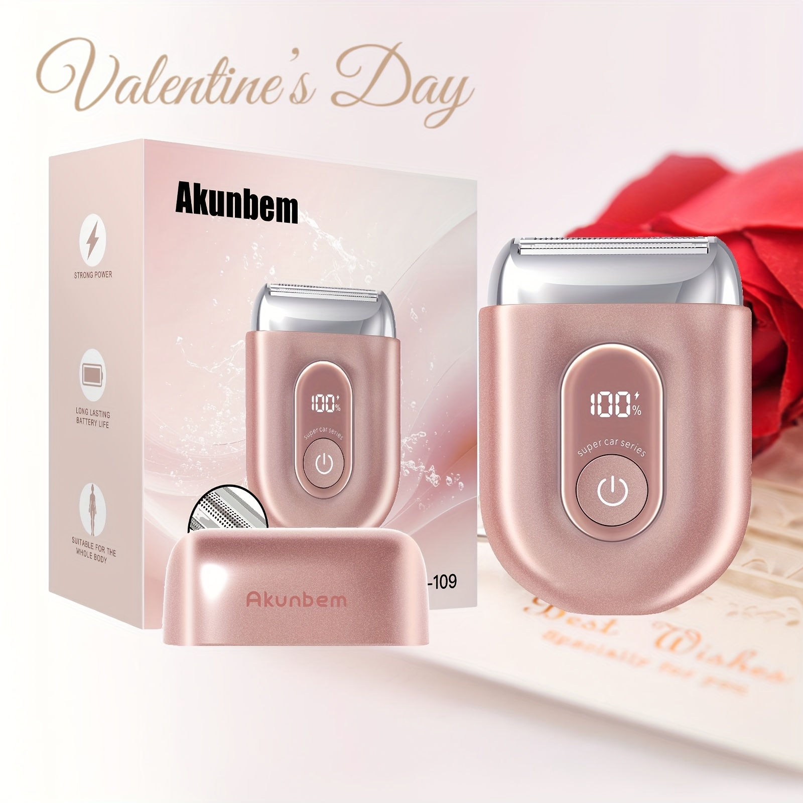 

Akunbem Portable Electric Shaver For Women -, Use With Led Display, Usb Rechargeable, Ideal For Legs, Bikini Area & Facial Hair Removal (pink), Razors, Lady Facial