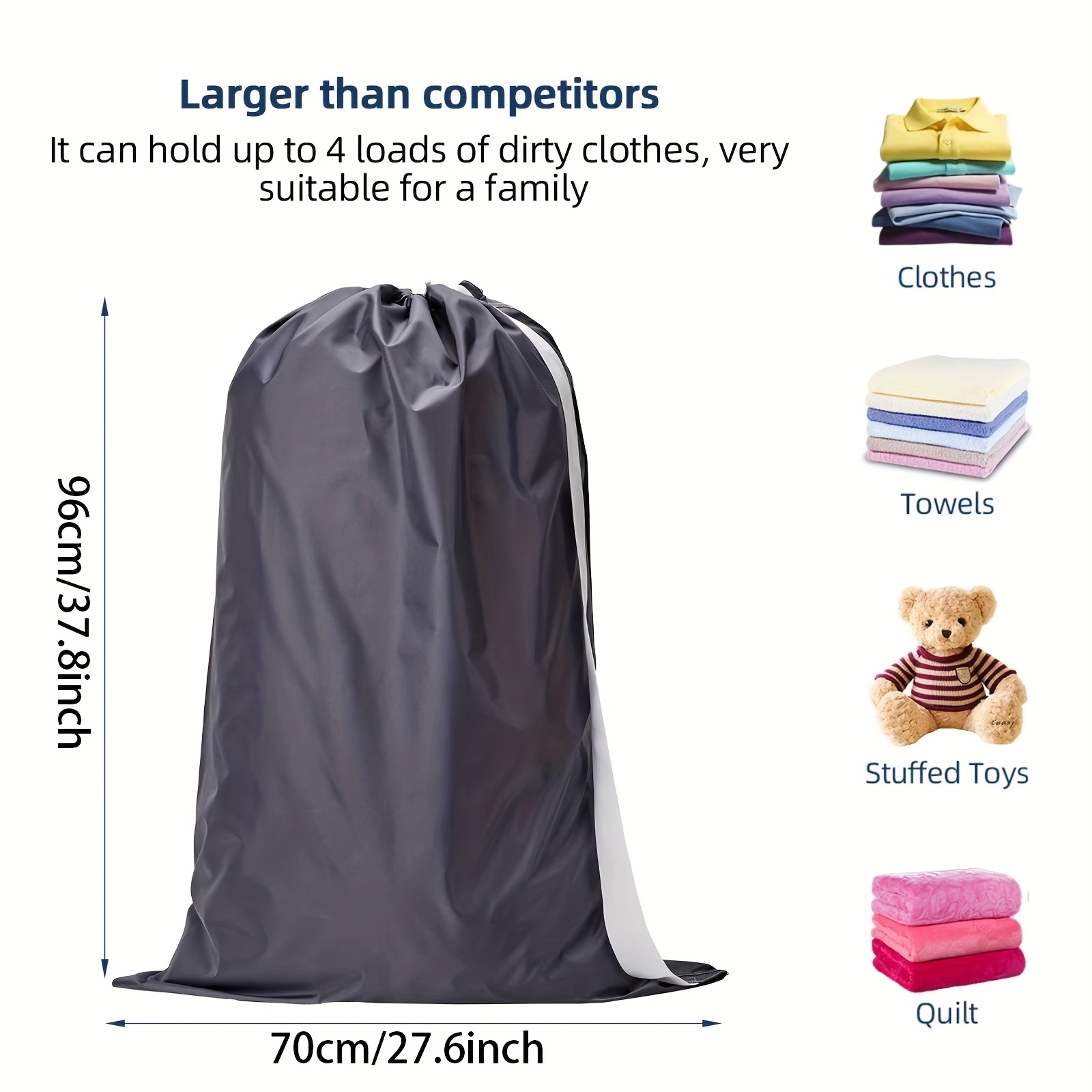 TEMU 1pc Oversized Luggage Organizer Bag With Shoulder Strap, Durable Drawstring, Tear-resistant Nylon Fabric, Foldable Clothing Storage Bag With