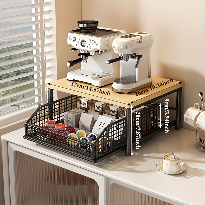 Amazon｜2段コーヒーバーオーガナイザー カウンタートップ用 木製