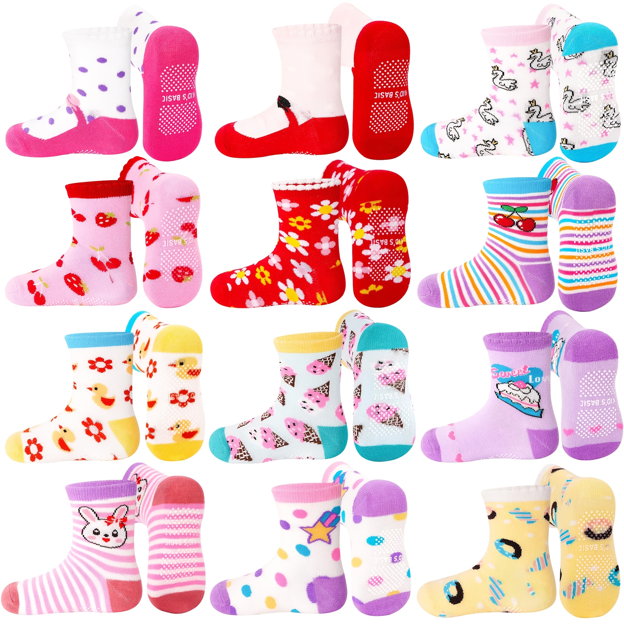 12 Pairs Of Non-slip Socks For Girls