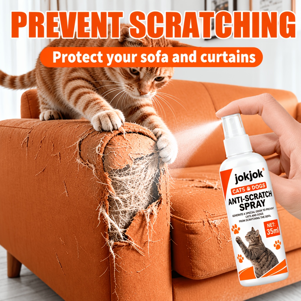 TEMU 2pcs Instant Cat Scratch Training Spray, Cat-safe Anti-scratch Spray Designed To Prevent Cats From Scratching Sofas, Chairs, Tables, And More.