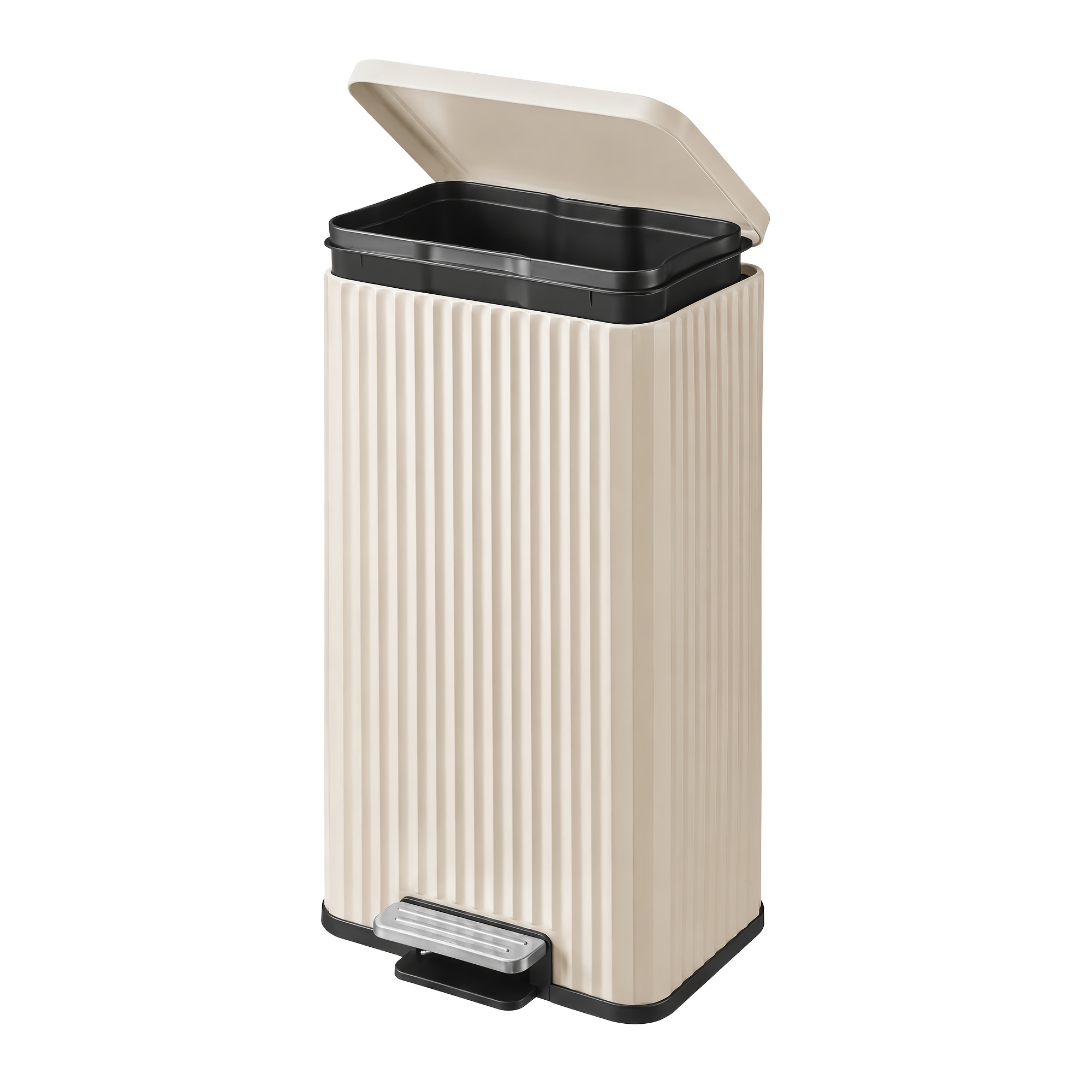 Image of Kitchen Trash Can, 30 L Pedal Bin, , Steel, Waste Bin With Pedal, With Lid & Removable Inner Bin, 15 Trash Bags And Stickers Provided