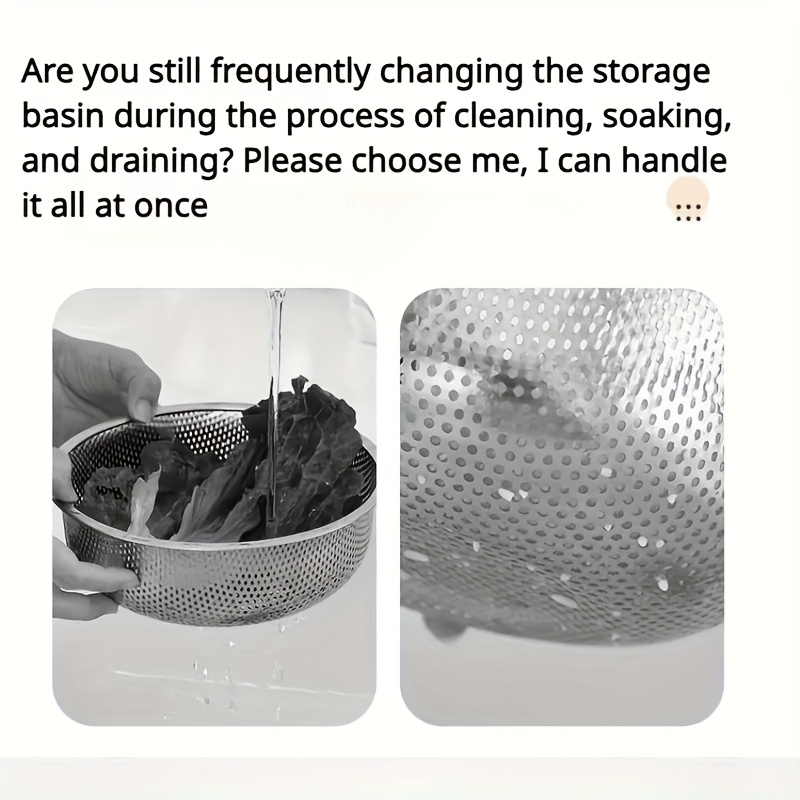 Stainless Steel Multi-Purpose Kitchen Drain Basket – Perfect for Washing Rice, Fruits, and Vegetables – Durable, Food Safe, and Efficient Water Filtration – Ideal for Cleaning and Straining Food in the Kitchen