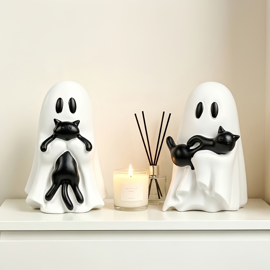 cute halloween ornament 3 5 inches 3 5 inch resin ghost hugging cat sculpture aesthetic and   for small space decoration on bookshelf or tabletop combines   and cute styles