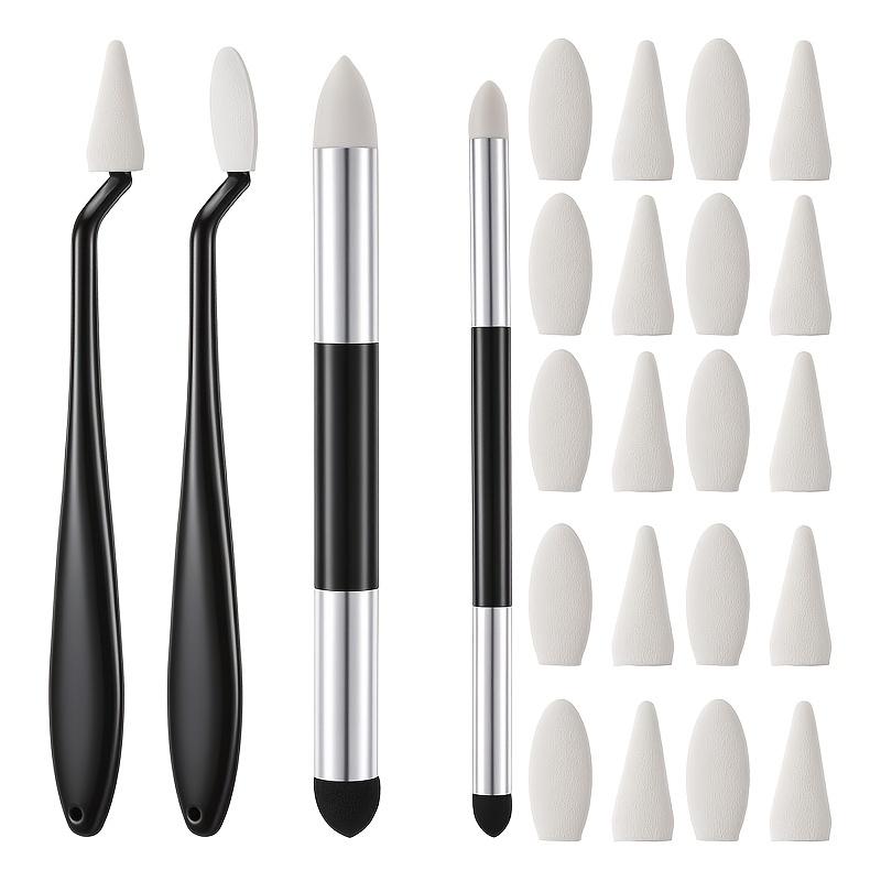 TEMU 24pcs Sketching Painting Detail Erasers, Artistic Mixed Sponge Pens, Highlighting Art Erasers, Gray Sponge Set