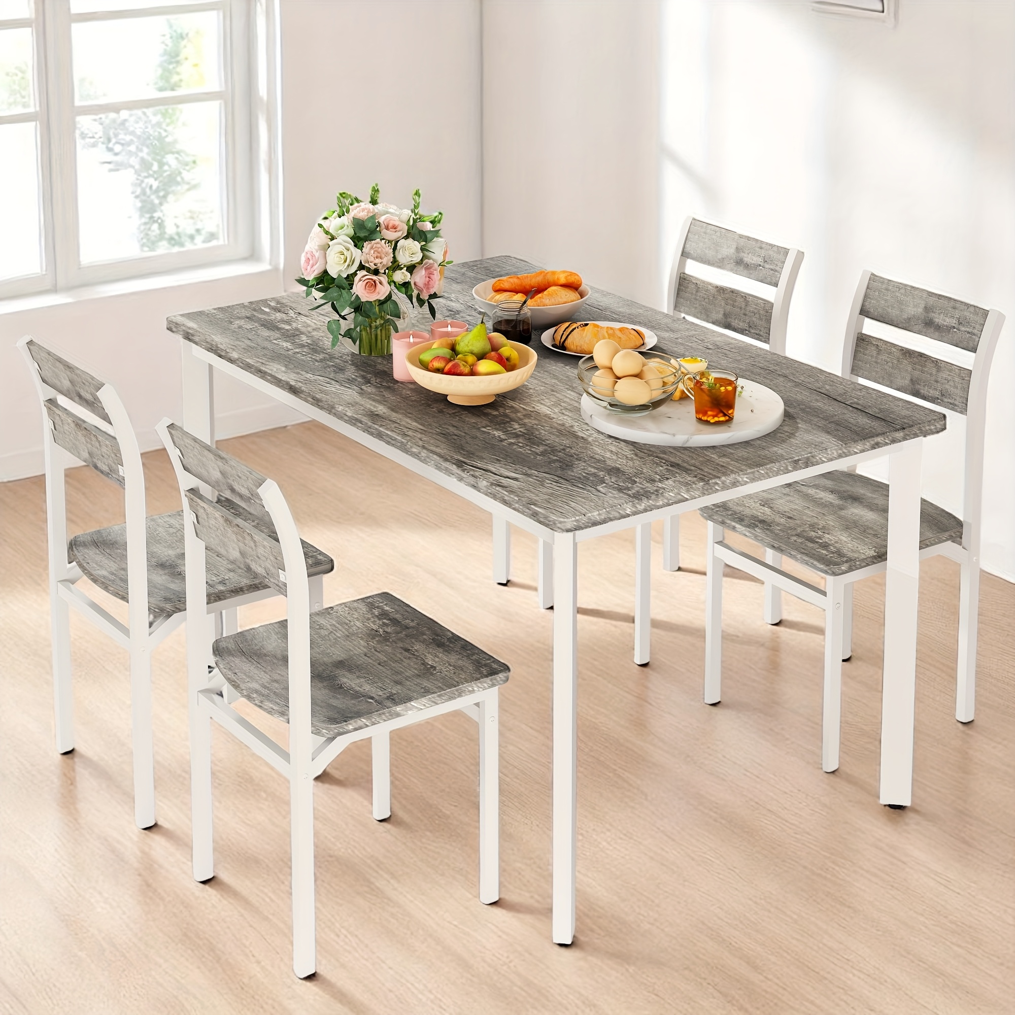 farmhouse dining room table set for 4 5pcs small kitchen table set for kitchen and dining   apartment spaces