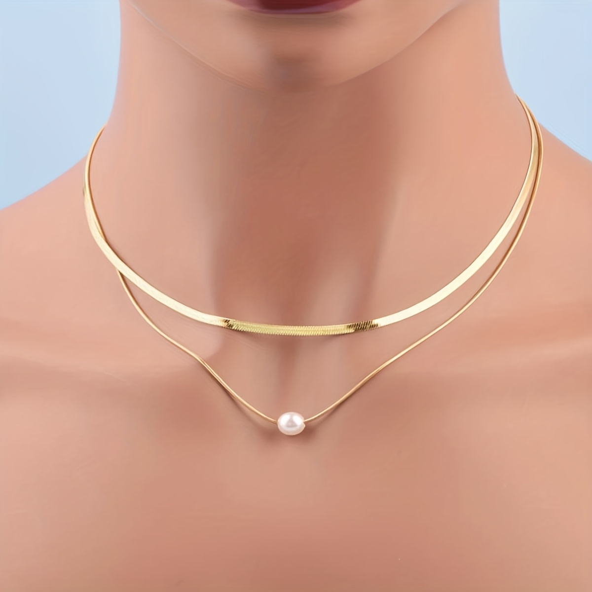 2pc Fashionable Chain-Style Stainless Steel Necklace Set