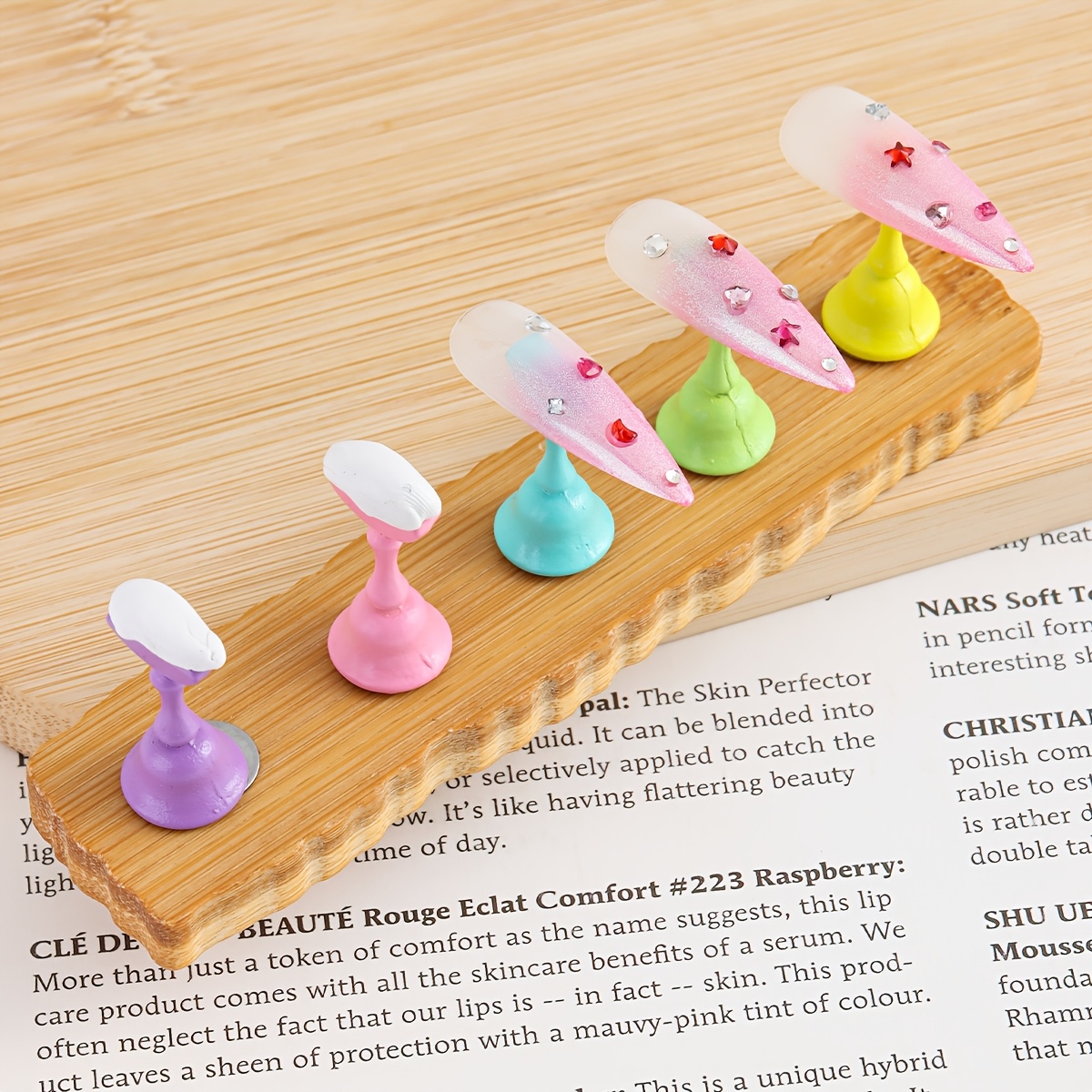 Macaron Bamboo Base Nail Art Practice Stand