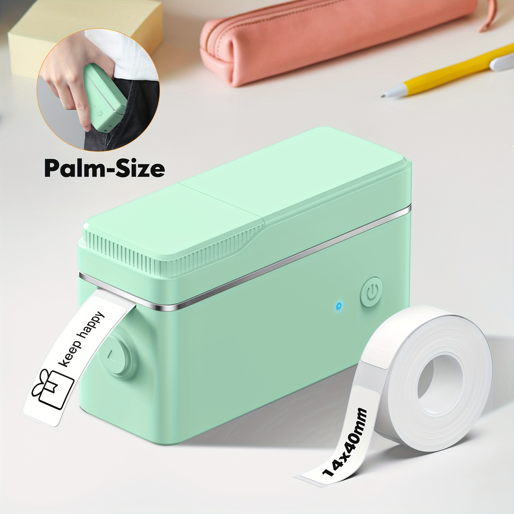 TEMU Imprimante d'étiquettes portable fil P31B - Mini créateur d'autocollants portable pour IOS/, encre ni toner , un rouleau d'étiquettes