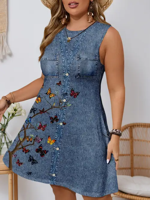 plus size denim dresses for older ladies Denim Plus Size Dresses for Women for sale