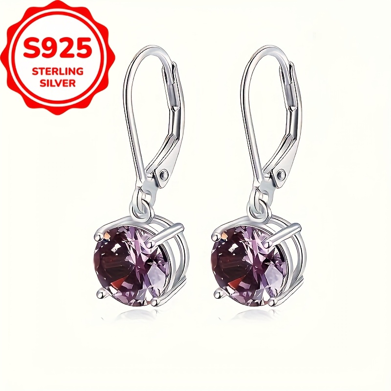 

Elegant S925 Sterling Silver Round Cubic Zirconia Dangle Earrings For Women, Fashionable And Jewelry Gift For Daily And Party Wear, 3.3g