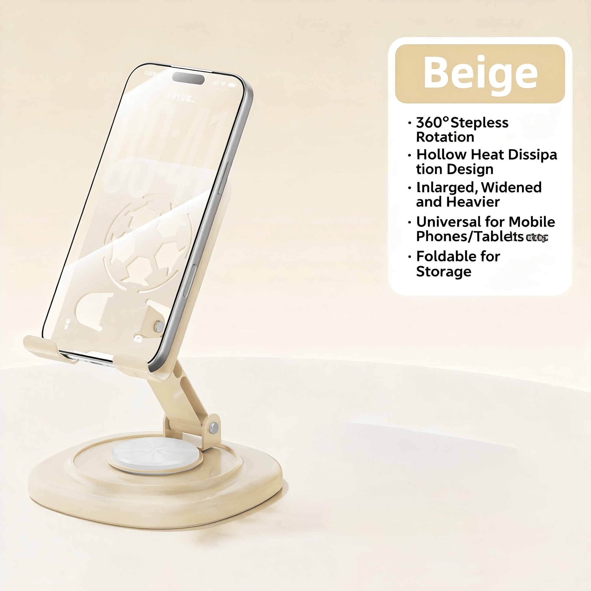 TEMU 1pc Phone Stand, In Pastel Color, With A Football-shaped Hollow Panel, Compact And Foldable For Easy Portability. In 4 Colors. Beautiful And