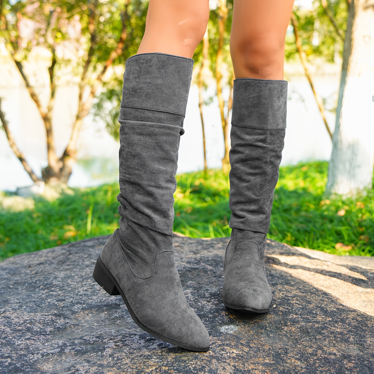 grey boots sold on Temu United States