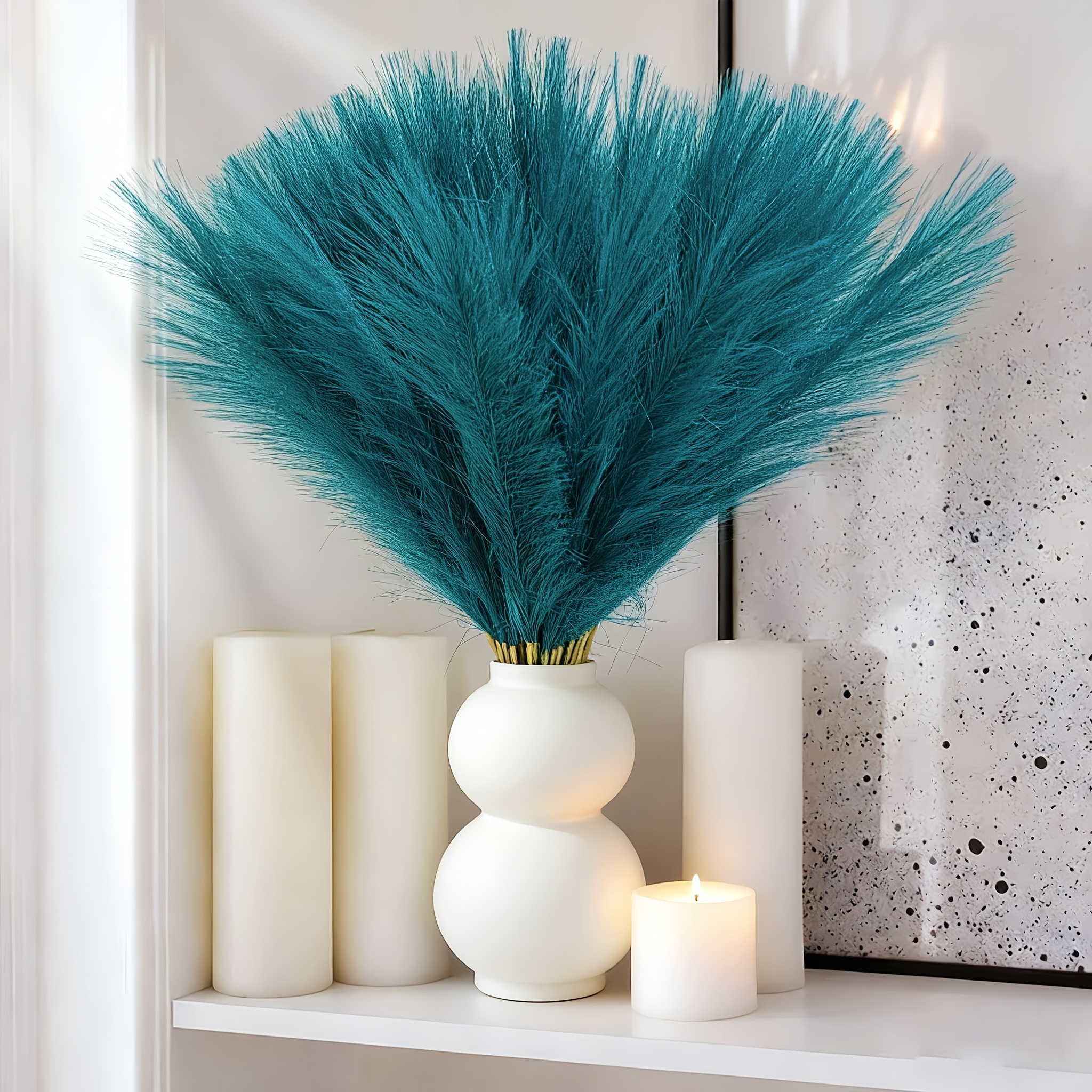 55 cm hochwertiges künstliches Schilfgras, Pampasgras-Imitat, inklusive Blau und Türkis * für * Weihnachtsdeko, Hochzeiten, Partydekorationen und Halloween