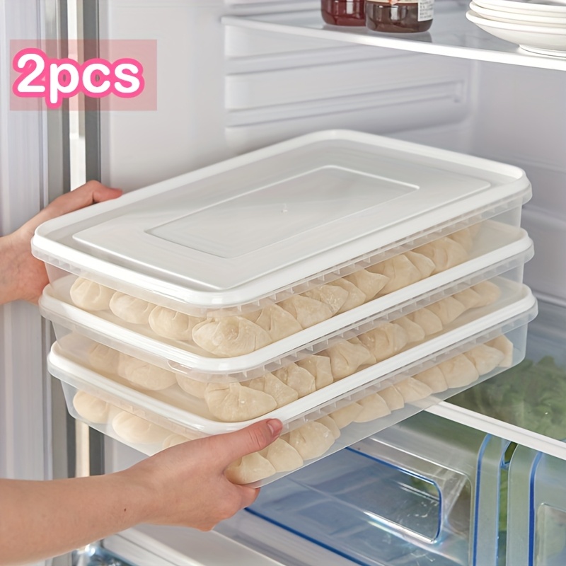 

2-pack Large-capacity Pp Plastic Storage Containers, Leak-proof Fresh-keeping Boxes With Lid, Reusable For Dumplings, , Fruits, Vegetables, Cupcakes - Hand Washable, Rectangle Kitchen Organizers