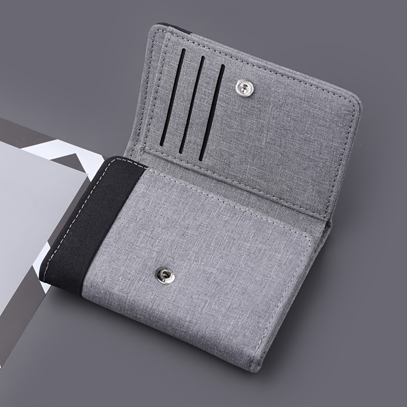 TEMU 1pc Men' Wallet, Short Design Fashionable Large Capacity 9-card Wallet, Travel Card Bag, Trendy Canvas Card Holder