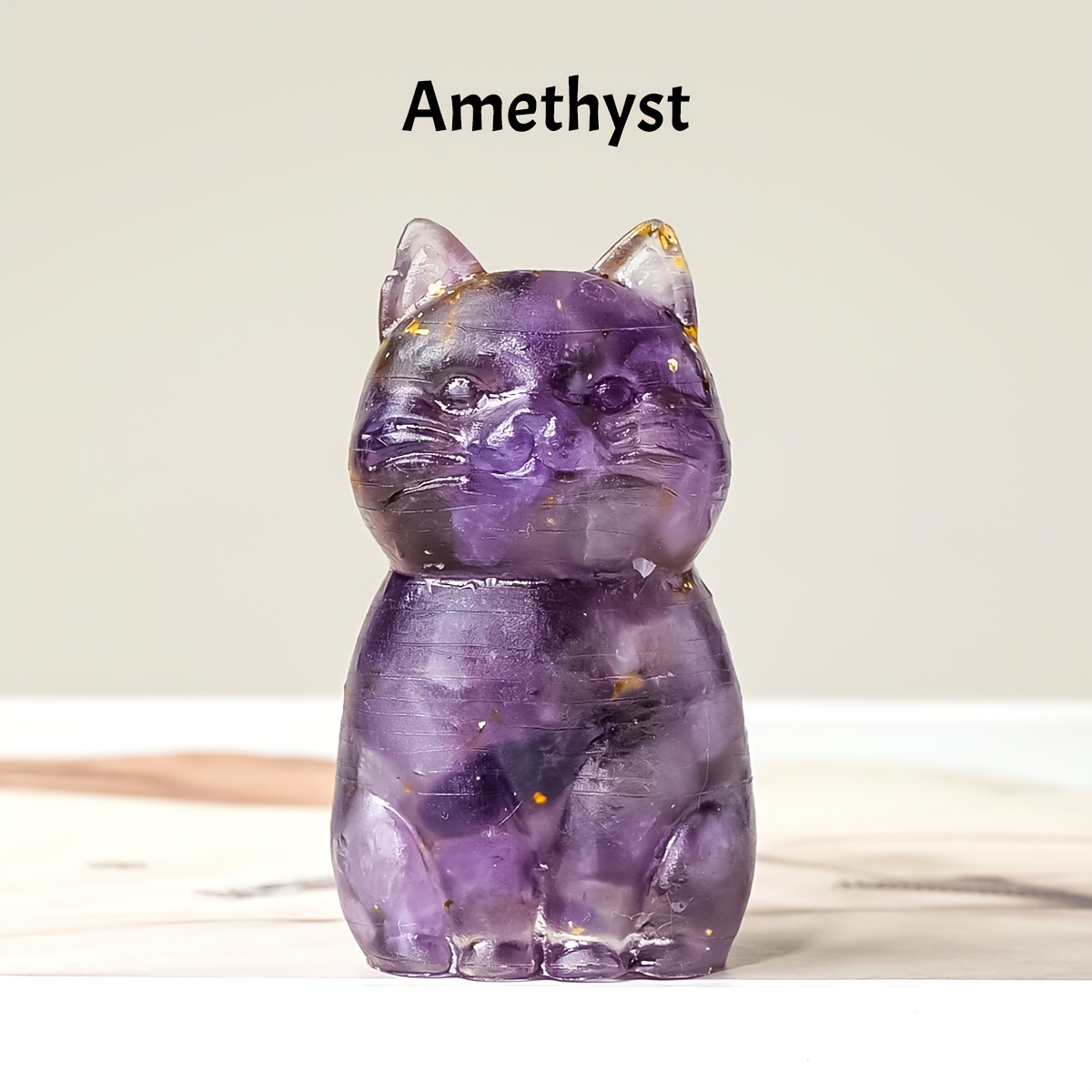 TEMU 1pc Natural Crystal And Resin Cat Ornament. Durable And Glossy Home Decor For . Ideal Gift For Pet Lovers. (tiny Are Normal For Resin Products)