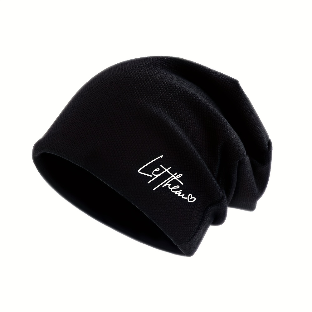 TEMU 1pc Men&;s Letthemlove Beanie Hat - Soft Stretchy Winter , Windproof Lightweight Warm Cap With Minimalist Beanie Design, Options (black, Navy,