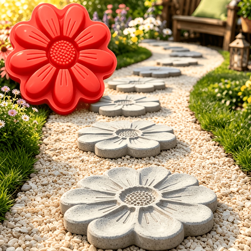 TEMU Molde de silicona para con , molde reutilizable de hormigón y cemento para de jardín DIY, decoración de de patio exterior, molde de fundición a