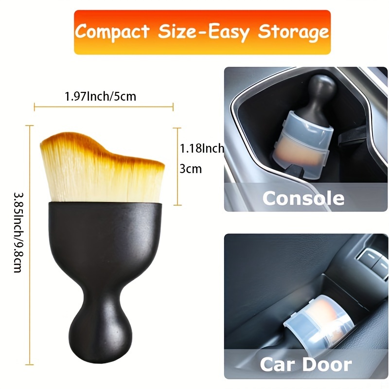 Compact Car Detailing Dust Brush with Cover ? Ergonomic Handle for Easy Grip, Soft Bristles for Interior Cleaning, Fits Air Vents, Dashboards, Computers, and Keyboards, Dashboard Detailing | Protective Cover | Transparent Storage