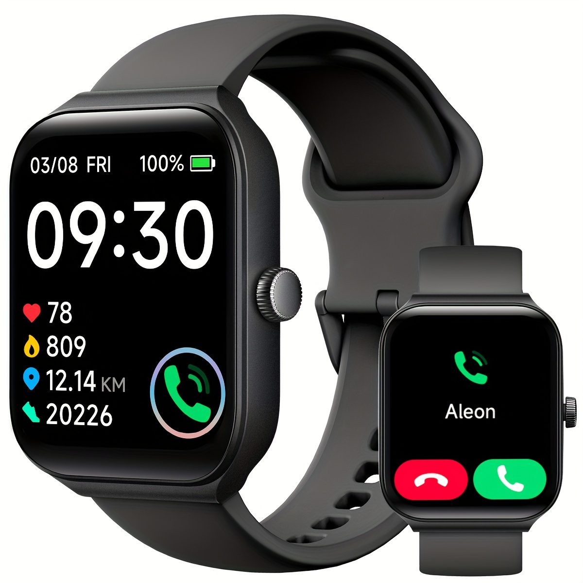 

Montre connectée TOOBUR (/), montre connectée 1.95" pour femmes et hommes, plus de sportifs, podomètre de d'activité , montres intelligentes pour Android iPhone, cadeau pour